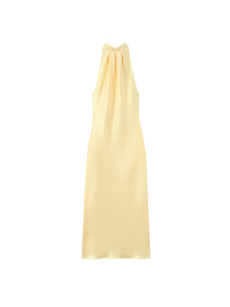 Robe maxi en satin à licou