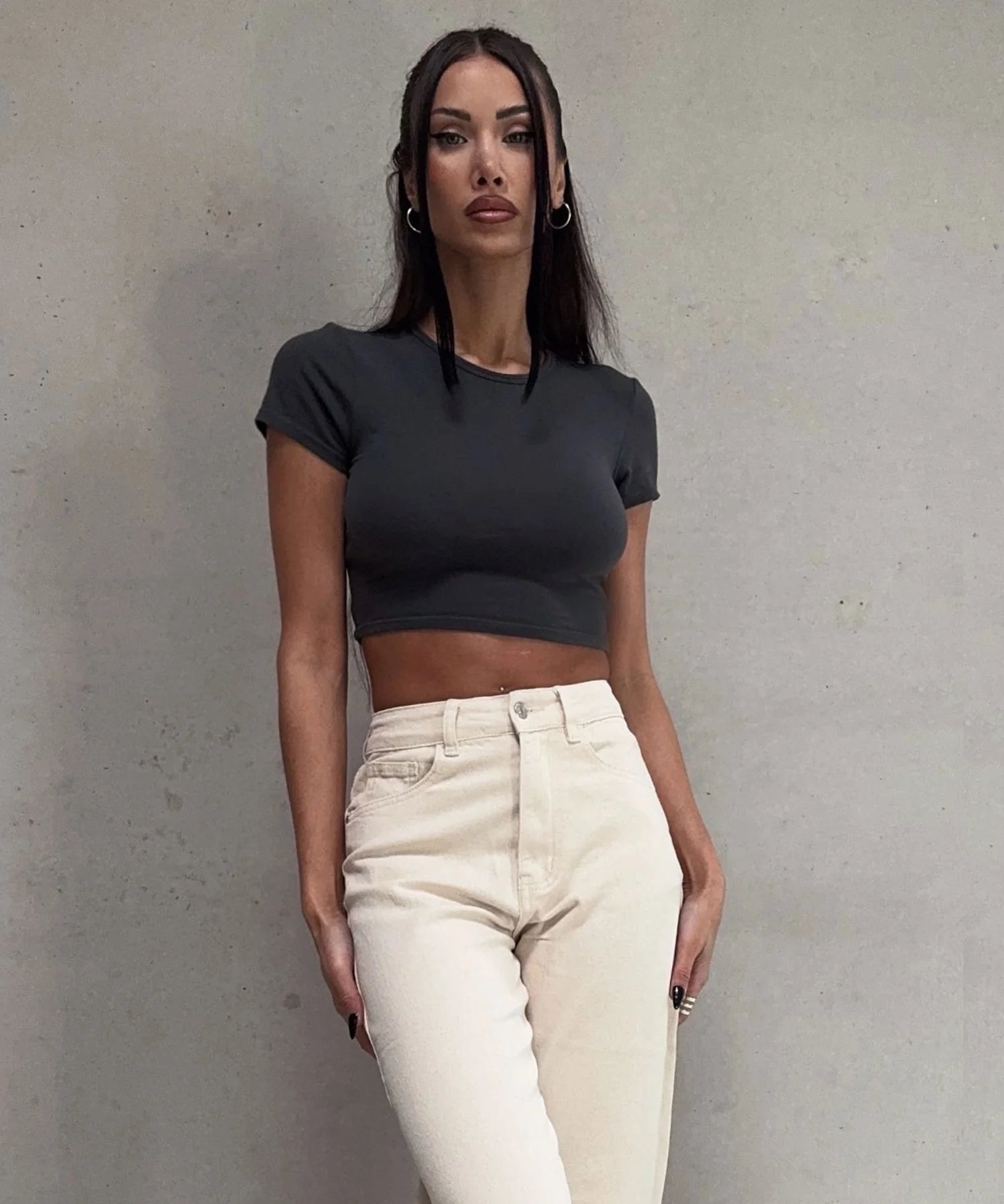 Jean large stretch beige
