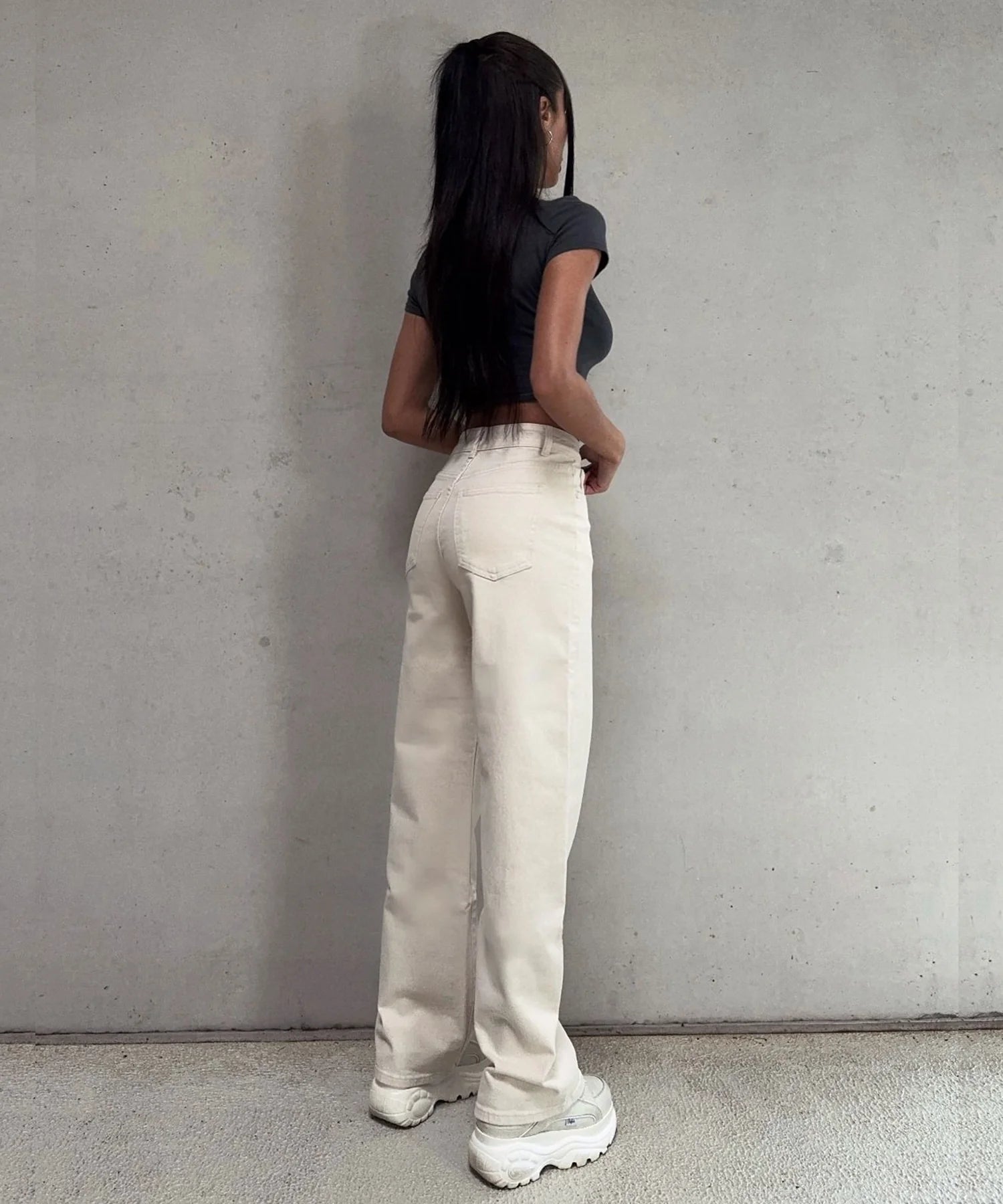 Jean large stretch beige