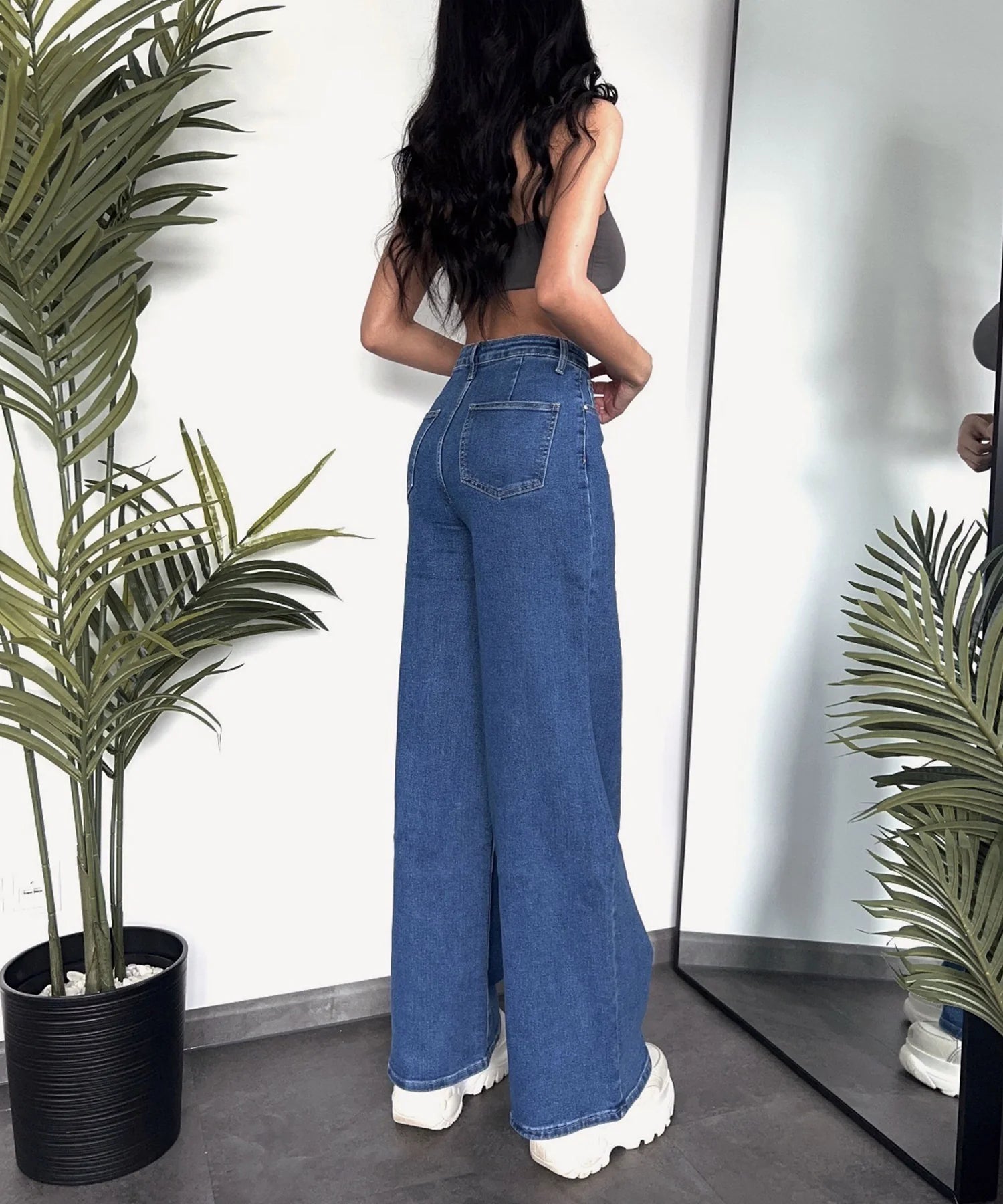 Jean large stretch classique bleu