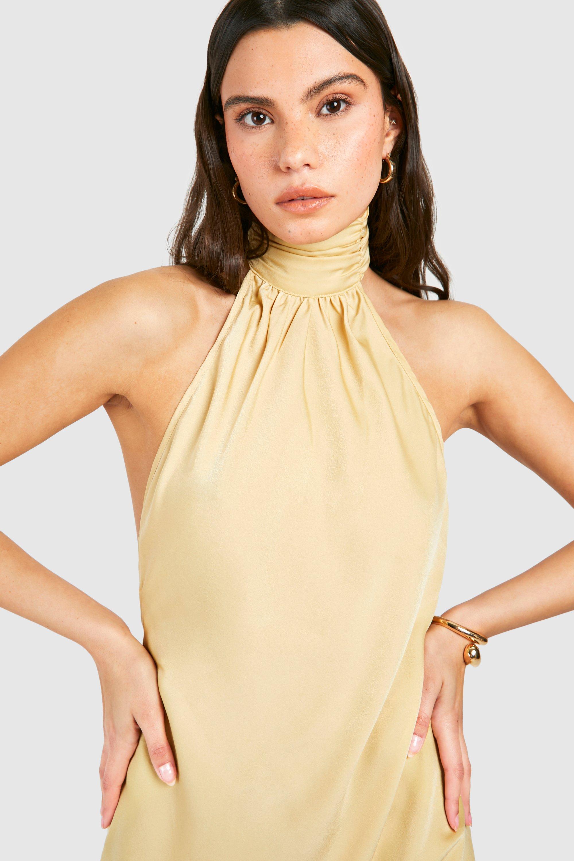 Robe maxi en satin à licou
