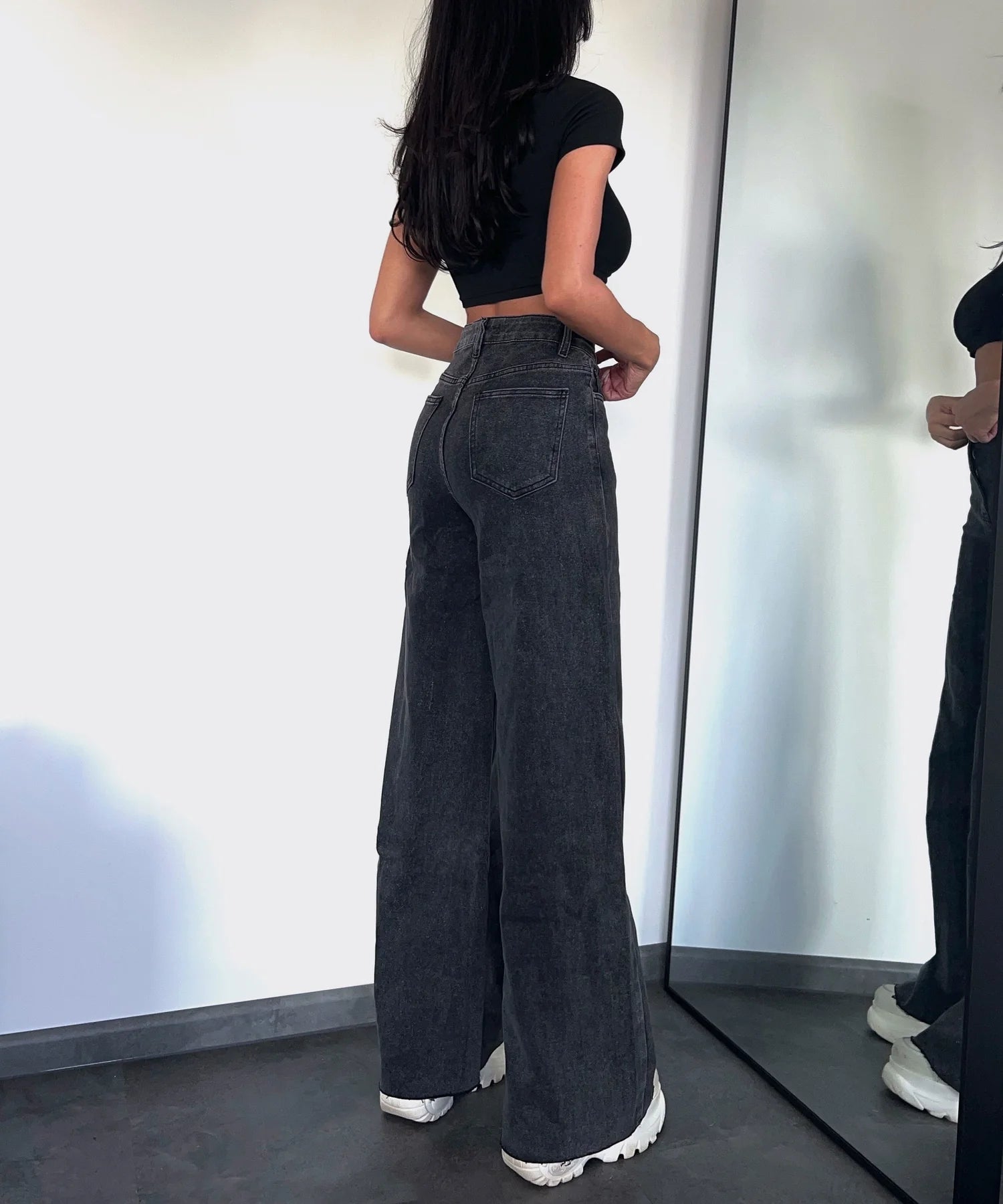 Jean large stretch gris foncé