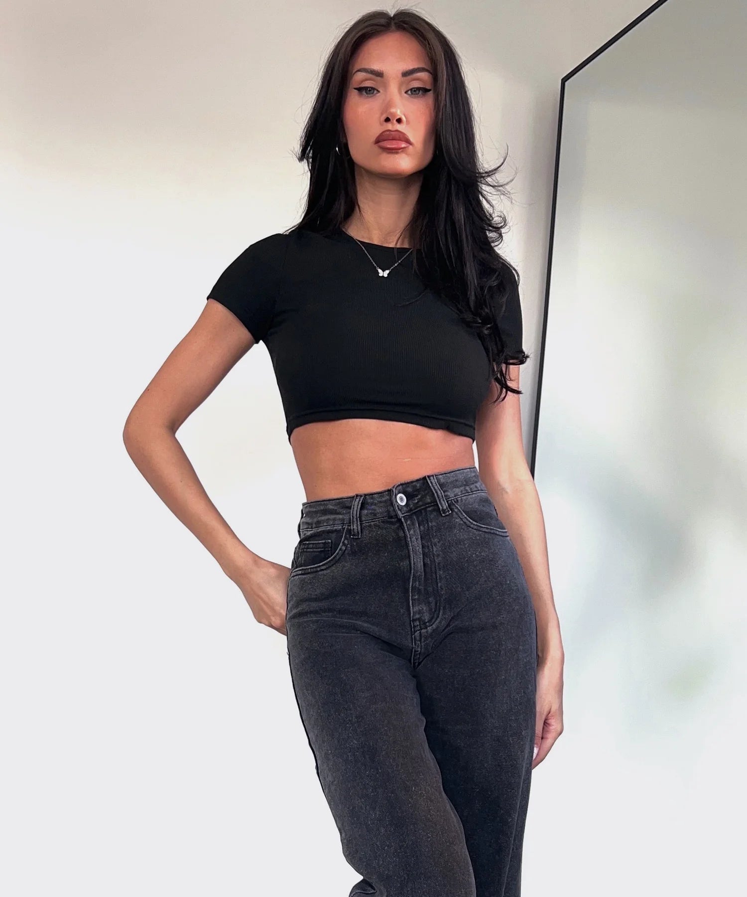Jean large stretch gris foncé