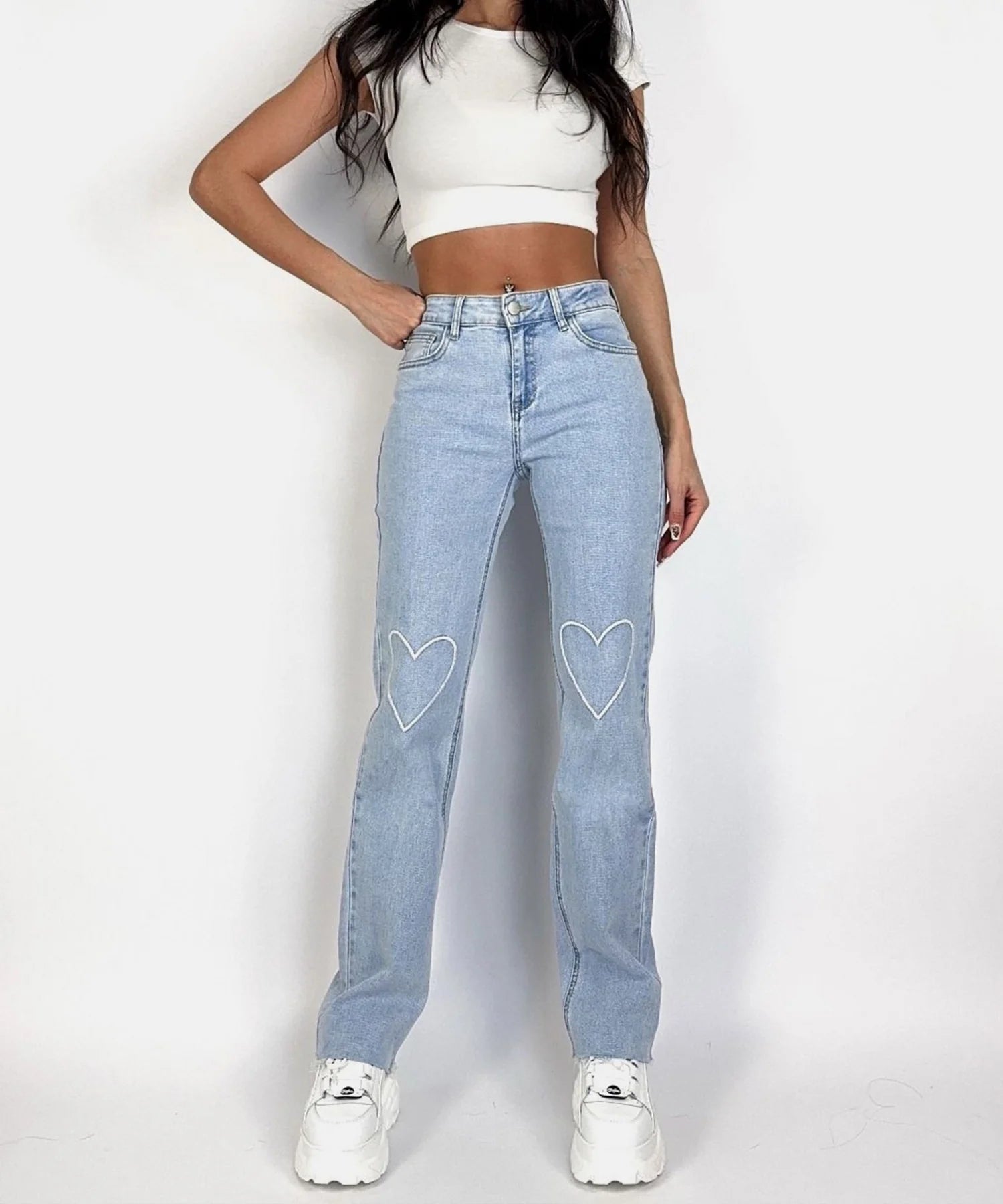 Jean large stretch Hearts bleu