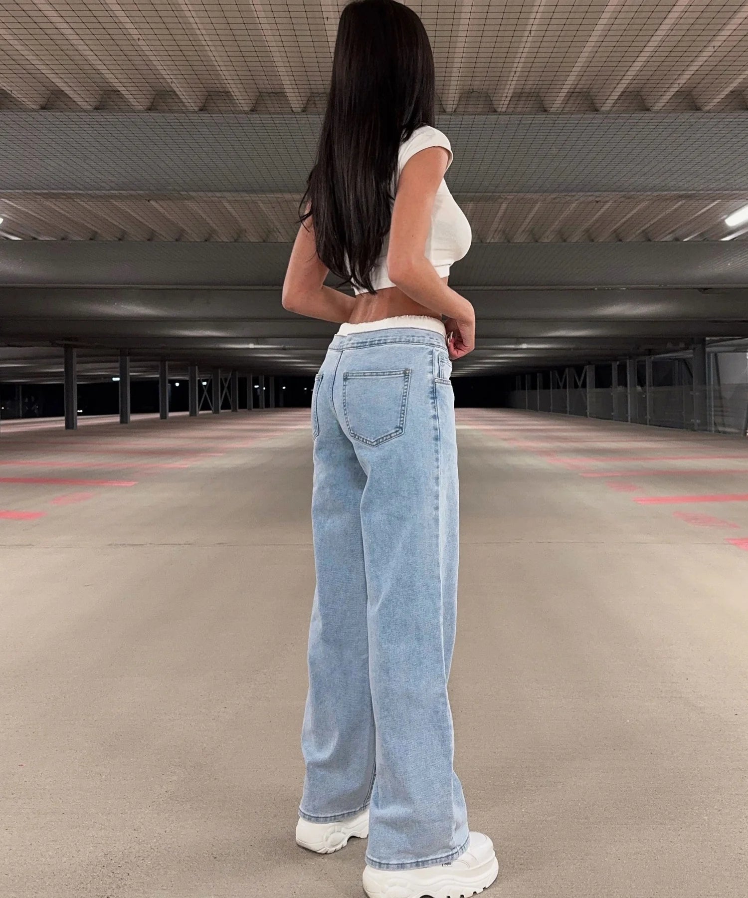 Jean large stretch bleu