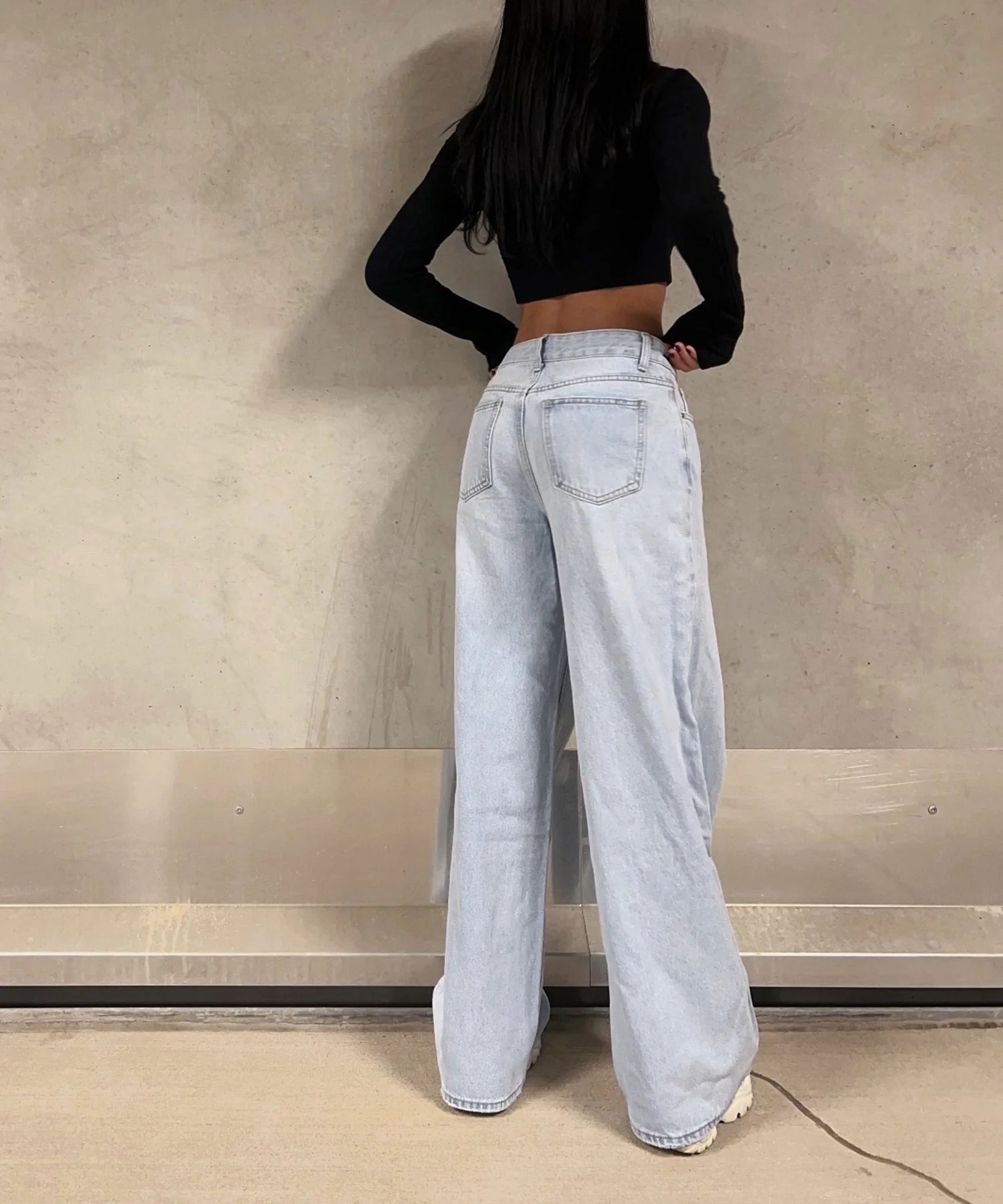 Jean large stretch loose bleu