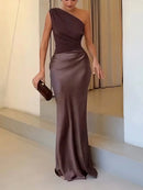 Robe maxi élégante à une épaule