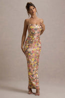 Robe longue fleurie à paillettes Floramira