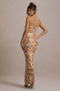 Robe longue fleurie à paillettes Floramira