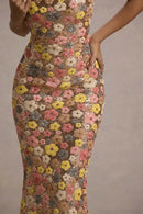 Robe longue fleurie à paillettes Floramira