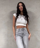 Jean large stretch gris clair