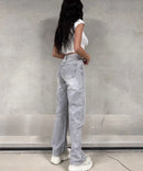 Jean large stretch gris clair