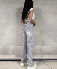 Jean large stretch gris clair