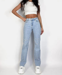 Jean large stretch Hearts bleu